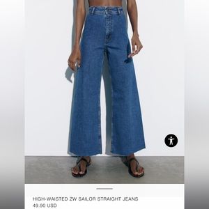 Zara Marine Straight Jean, Medium wash, size 6